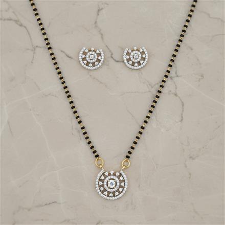 Cubic Zirconia Delicate Mangalsutra With 2 Tone Rhodium Plating