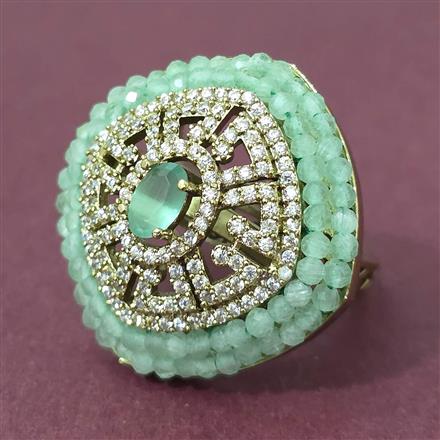 Cubic Zirconia Classic Ring With Mehndi Plating