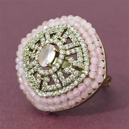 Cubic Zirconia Classic Ring With Mehndi Plating