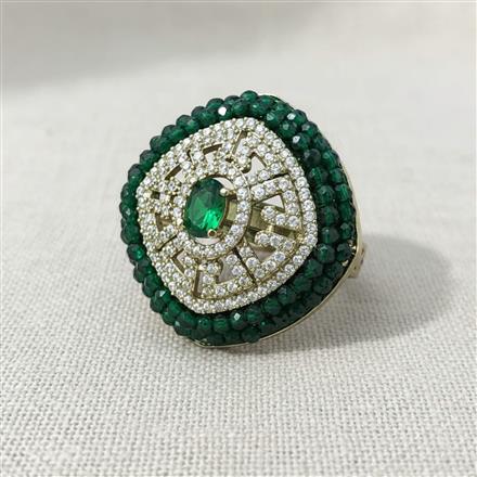 Cubic Zirconia Classic Ring With Mehndi Plating