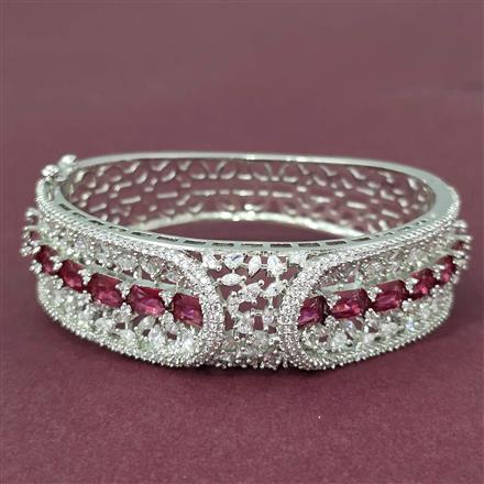 Cubic Zirconia Openable Kada With Rhodium Plating