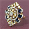 Cubic Zirconia Adjustable Ring With 2 Tone Plating