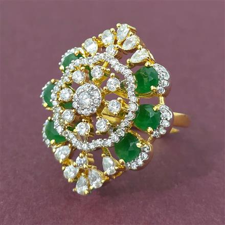 Cubic Zirconia Adjustable Ring With 2 Tone Plating