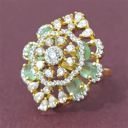 Cubic Zirconia Adjustable Ring With 2 Tone Plating