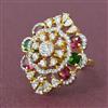 Cubic Zirconia Adjustable Ring With 2 Tone Plating