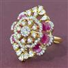 Cubic Zirconia Adjustable Ring With 2 Tone Plating