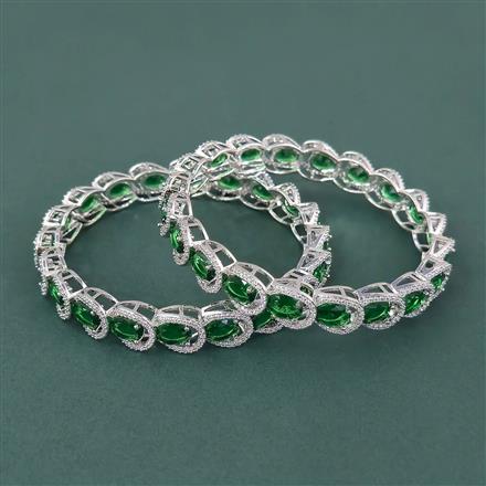 Cz Classic Bangles With Rhodium Plating