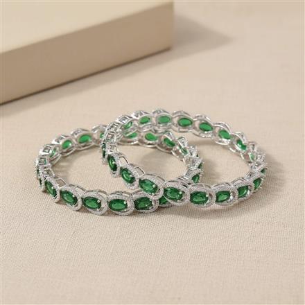 Cz Classic Bangles With Rhodium Plating