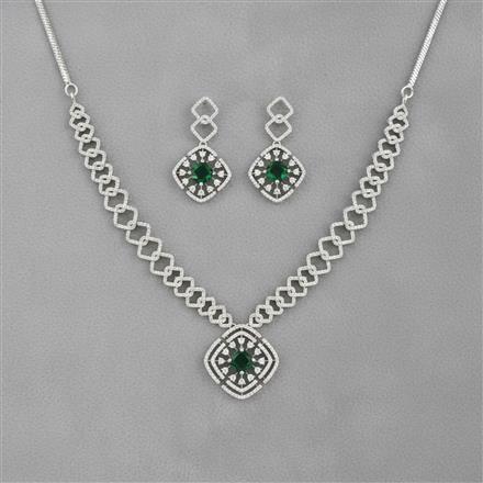 Cubic Zirconia Classic Necklace With Rhodium Plating