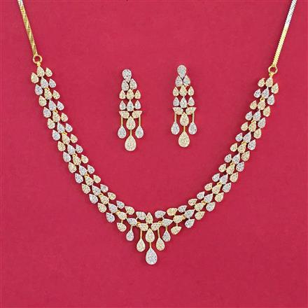Cubic Zirconia Classic Necklace With 2 Tone Rhodium Plating
