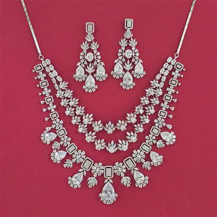 Cubic Zirconia Classic Necklace With Rhodium Plating