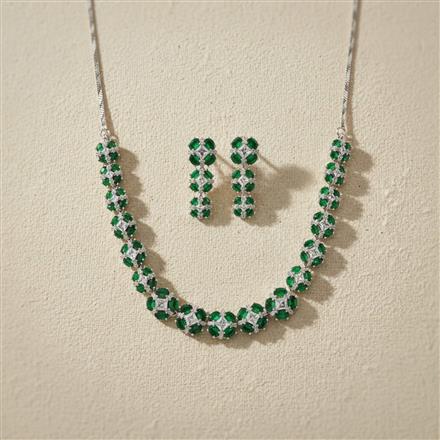 Cubic Zirconia Classic Necklace With Rhodium Plating