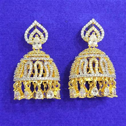 Cubic Zirconia Jhumki With 2 Tone Rhodium Plating