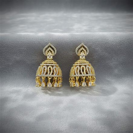 Cubic Zirconia Jhumki With 2 Tone Rhodium Plating