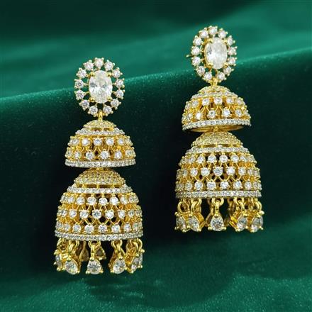 Cubic Zirconia Jhumki With 2 Tone Rhodium Plating