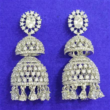 Cubic Zirconia Jhumki With 2 Tone Rhodium Plating