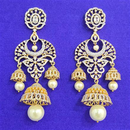 Cubic Zirconia Classic Earring With 2 Tone Black Rhodium Plating