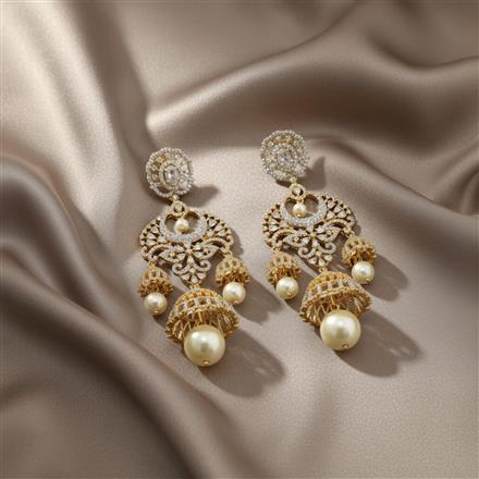 Cubic Zirconia Classic Earring With 2 Tone Black Rhodium Plating