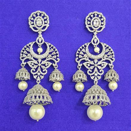 Cubic Zirconia Classic Earring With 2 Tone Black Rhodium Plating