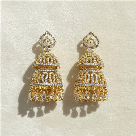 Cubic Zirconia Jhumki With 2 Tone Rhodium Plating