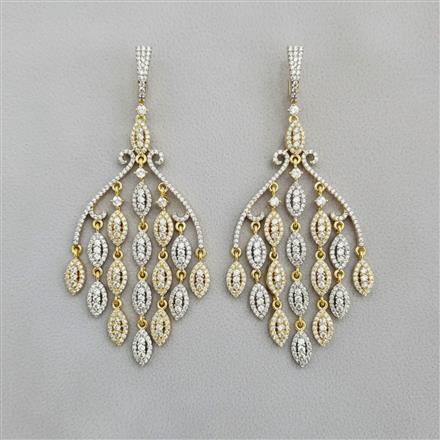 Cz Classic Earring With 2 Tone Rhodium Plating