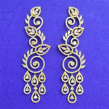 Cubic Zirconia Classic Earring With 2 Tone Rhodium Plating