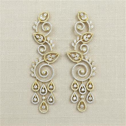 Cubic Zirconia Classic Earring With 2 Tone Rhodium Plating