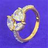 Cubic Zirconia Adjustable Ring With 2 Tone Rhodium Plating