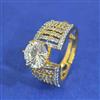 Cz Adjustable Ring With 2 Tone Mehndi Rhodium Plating
