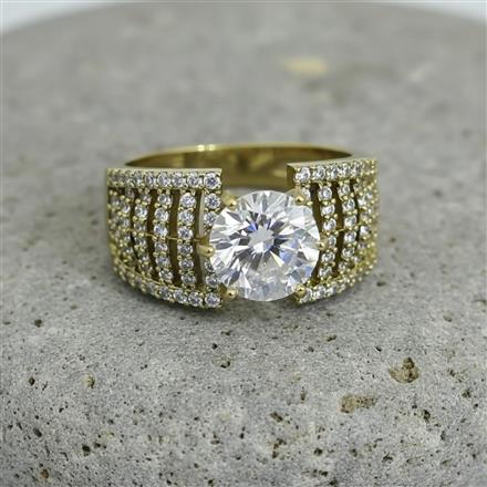 Cz Adjustable Ring With 2 Tone Mehndi Rhodium Plating