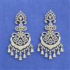 Cz Classic Earring With 2 Tone Mehndi Rhodium Plating