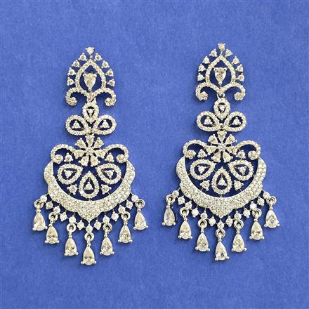 Cz Classic Earring With 2 Tone Mehndi Rhodium Plating
