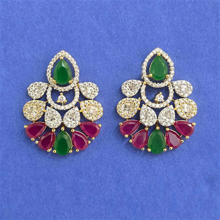 Cz Classic Earring With 2 Tone Plating
