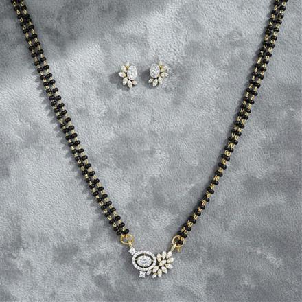 Cubic Zirconia Classic Mangalsutra With 2 Tone Rhodium Plating