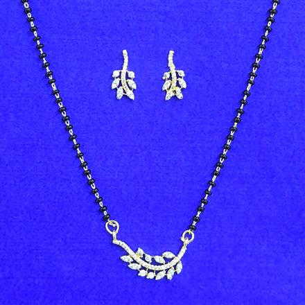 Cubic Zirconia Delicate Mangalsutra With 2 Tone Rhodium Plating