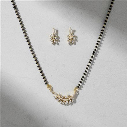 Cubic Zirconia Delicate Mangalsutra With 2 Tone Rhodium Plating