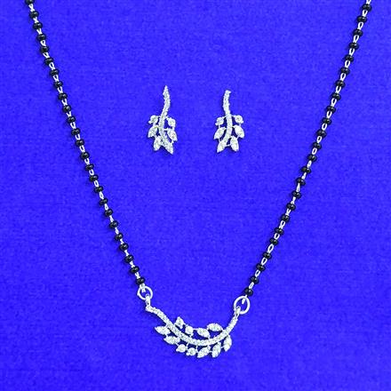Cubic Zirconia Delicate Mangalsutra With 2 Tone Rhodium Plating