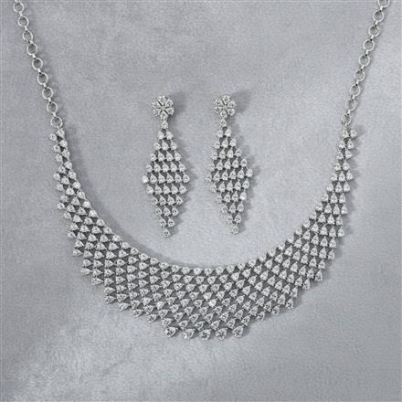 Cubic Zirconia Classic Necklace With Rhodium Plating