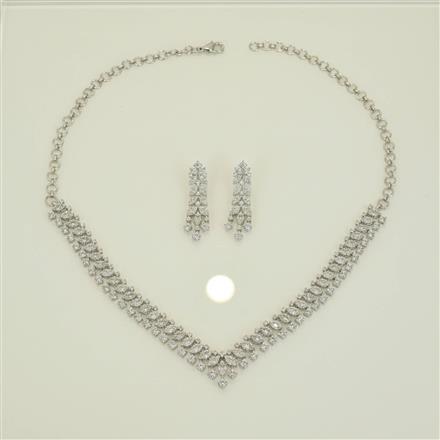 Cubic Zirconia Classic Necklace With Rhodium Plating