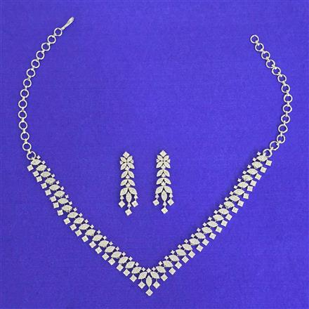 Cubic Zirconia Classic Necklace With Rhodium Plating