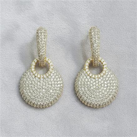 Cubic Zirconia Classic Earring With 2 Tone Rhodium Plating