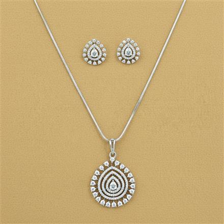 Cubic Zirconia Classic Pendant Set With Rhodium Plating