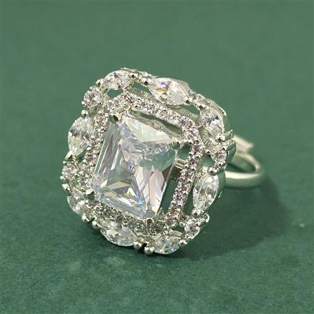 Cz Adjustable Ring With Rhodium Plating