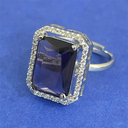 Cz Adjustable Ring With Rhodium Plating