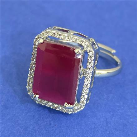 Cz Adjustable Ring With Rhodium Plating