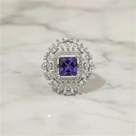 Cz Adjustable Ring With Rhodium Plating