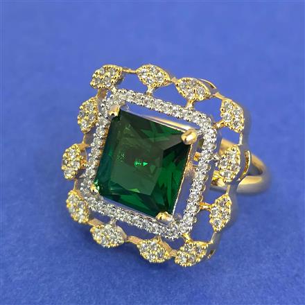 Cz Adjustable Ring With 2 Tone Plating
