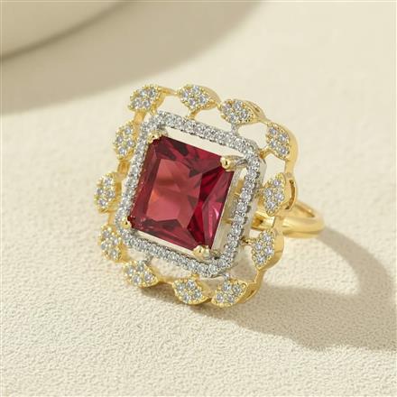 Cz Adjustable Ring With 2 Tone Plating