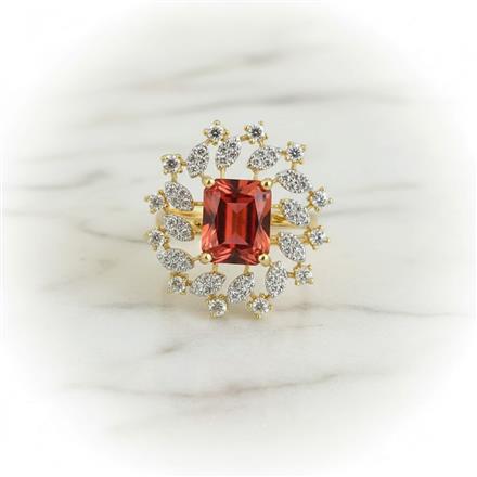 Cz Adjustable Ring With 2 Tone Plating