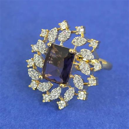 Cz Adjustable Ring With 2 Tone Plating